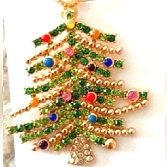 BaubleBar Christmas Tree Rhinestone Pearl Pave Holiday Dangle Drop Earrings NWT - Picture 5 of 6
